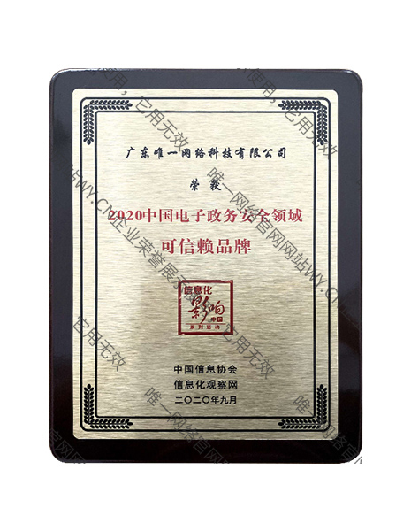 2020中國(guó)電子政務(wù)安全領(lǐng)域可信賴品牌