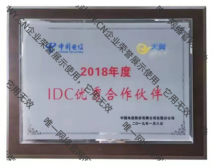 東莞電信“IDC優(yōu)秀合作伙伴”