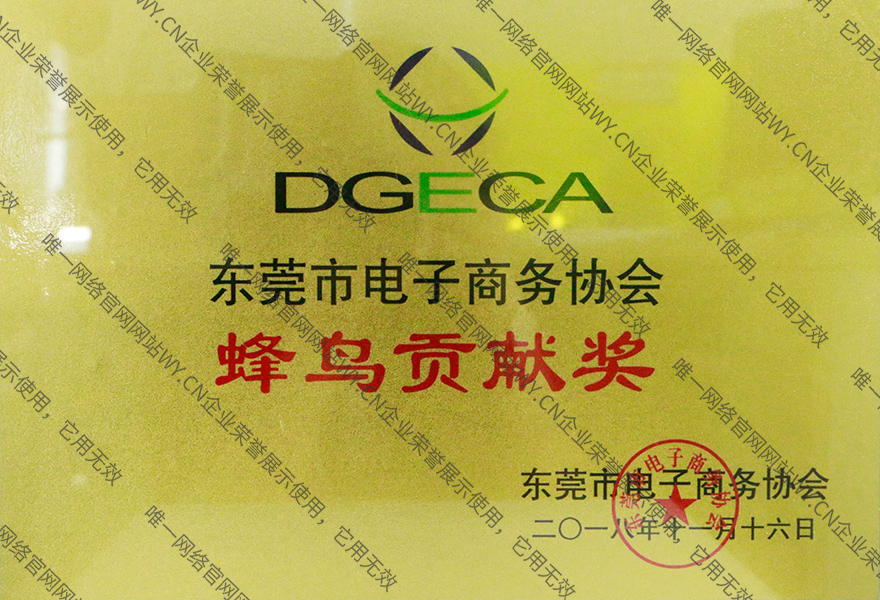東莞電子商務(wù)協(xié)會(huì)蜂鳥貢獻(xiàn)獎(jiǎng)